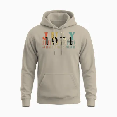 July 1974 Vintage Birthday Present Unisex Hoodie - Sand