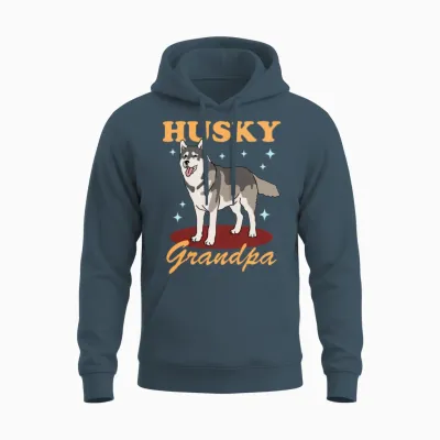 Husky Grandpa Dog Owner Siberian Husky Unisex Hoodie - Dark Heather