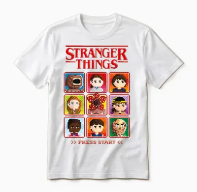Stranger Things Season 5 Retro Video Game Character Select Unisex T-Shirt - White