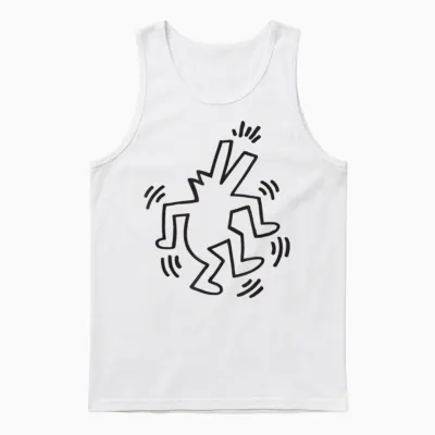Keith Haring Tanzende Hunde-Kunstwerk Unisex Tank Top - White