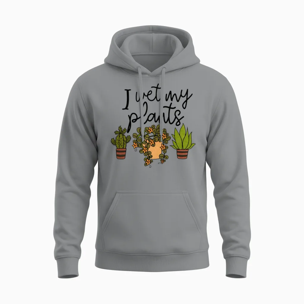 I Wet My Plants Gardening Unisex Hoodie in Sport Grey