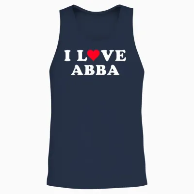 I Love Abba Matching Girlfriend and Boyfriend Abba Name T-Shirt, Black Unisex Tank Top - Navy