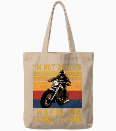 Retro Motorcycle Retirement Tote Bags - Natural