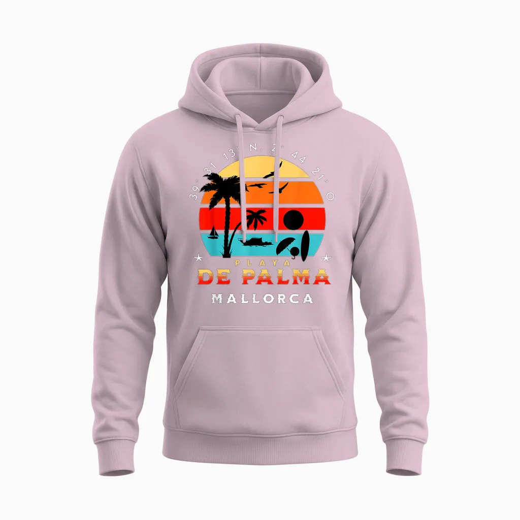 Playa Palma Mallorca Urlaub Malle Outfit Unisex Hoodie in Light Pink