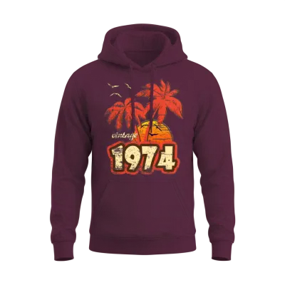1974 Vintage Sunset Unisex Hoodie - Maroon