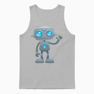 Waving Robot Unisex Tank Top - Ash