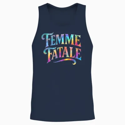 Femme Fatale Rétro Rainbow Typographie Déclaration Unisex Tank Top - Navy