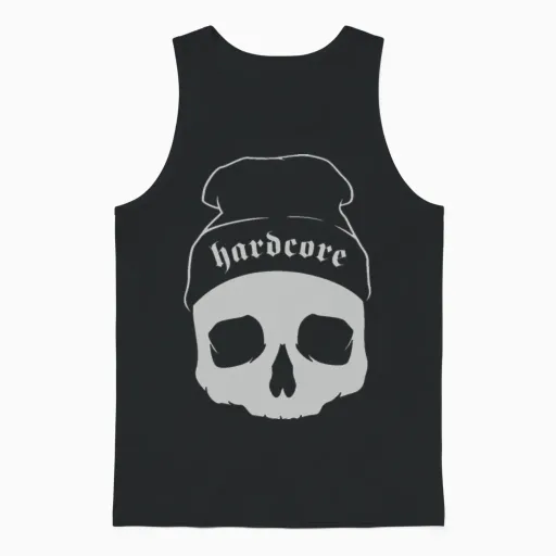 Hardcore Skull Funny - Halloween Unisex Tank Top in Black