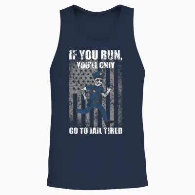 Funny Police Officer Law Enforcement Go to Jail Unisex Tank Top - Navy