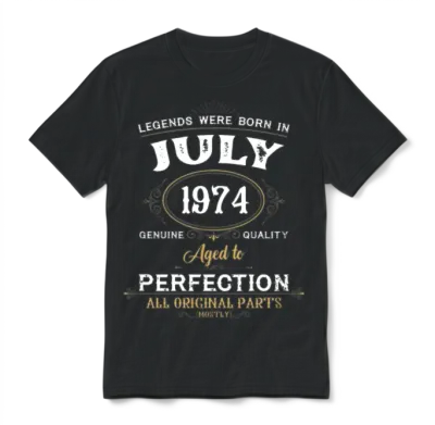 Legends Were Born in July 1974 Unisex T-Shirt - Black