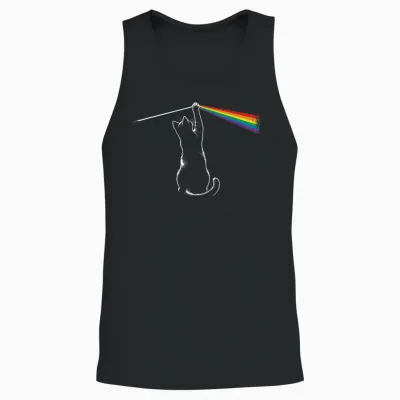 Play with Light Cat Men Children Women Funny Cat Unisex Tank Top - Black