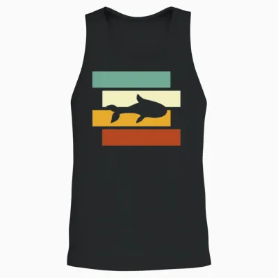 Fish Retro Unisex Tank Top - Black