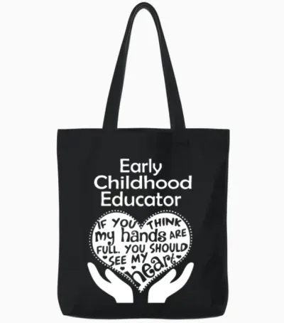 Early Childhood Educator Tote Bags - Black