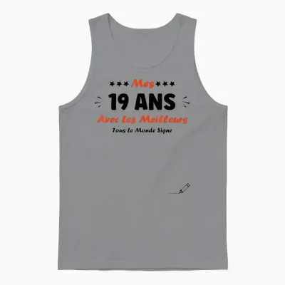Signature 19 Years Birthday Humour 19 Years to Sign T-Shirt, White, S Unisex Tank Top - Sport Grey