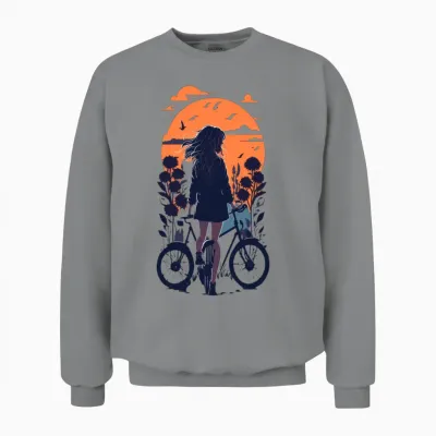 Fanny Cute Girl Design. Sunset Unisex Sweatshirt - Sport Grey