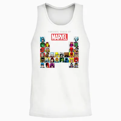 Marvel Periodic Table of Heroes & Villains Retro Unisex Tank Top - White