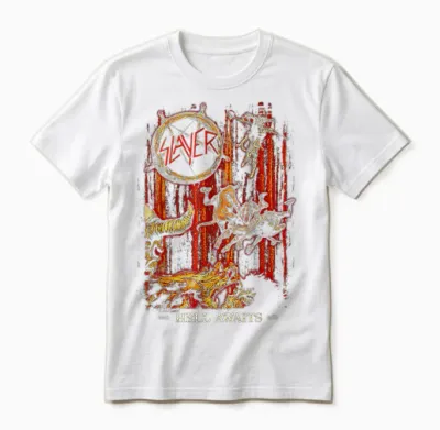 Slayer Hell Awaits Anniversary Cover Unisex T-Shirt - White