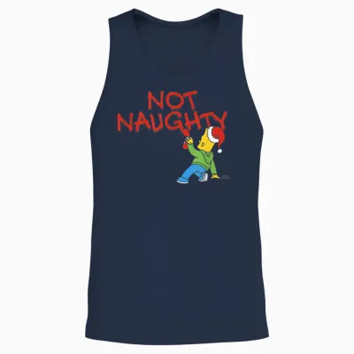 The Simpsons Christmas Bart Graffiti Not Naughty V2 Unisex Tank Top - Navy