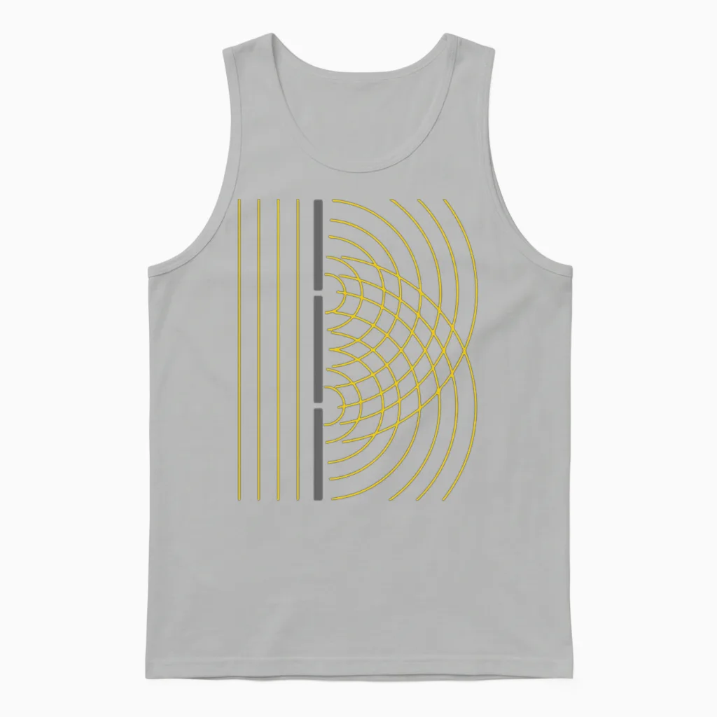 Double Slit Light Wave Particle Unisex Tank Top in Ash