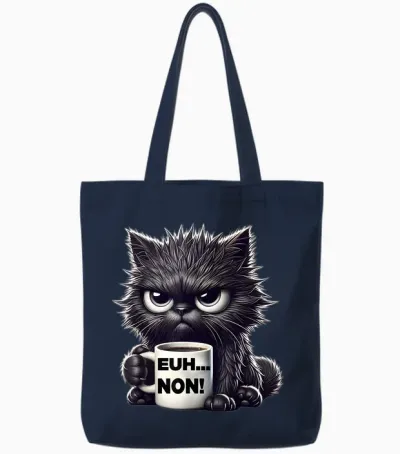 Funny Introvert Black Cat Tote Bags - Navy