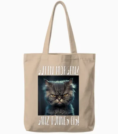 Cute Cat Damen Unisex-Erwachsene, Unisex-Kinder Cartoon-T-Shirt Schwarz Kurzarm Small Eu 41.5 Mandarin-Kragen Klassisch Pull-On 100% Baumwolle Leichtgewichtig Klassische Passform Imported Tote Bags - Natural