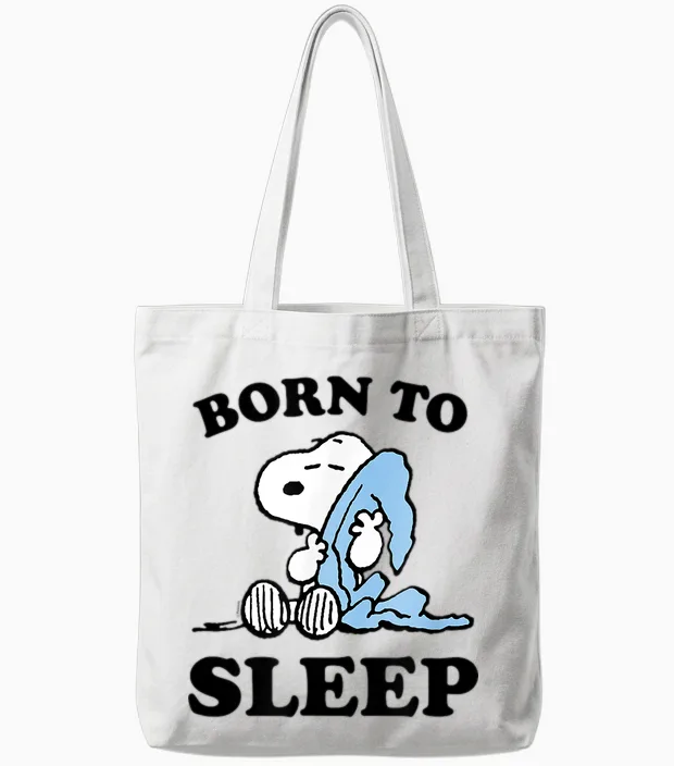 Peanuts - Snoopy Born to Sleep Tote Bags in White