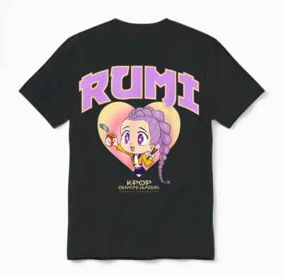Kpop Demon Hunters Rumi Collegic Officially Licensed Unisex T-Shirt - Black