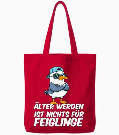 Lustige Tshirts Möwe älter Werden Ist Nichts Für Feiglinge Tote Bags - Red