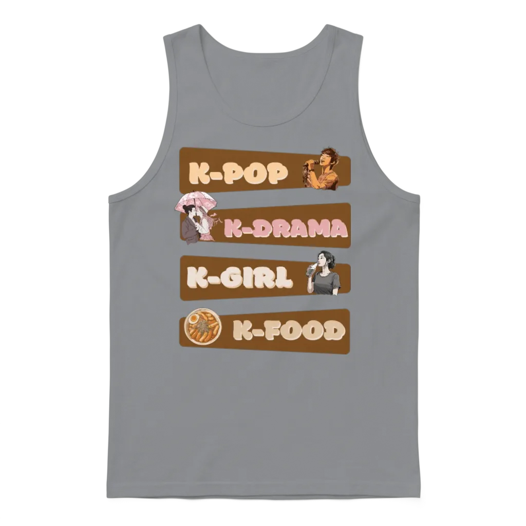 K-Pop K-Drama K-Food Korean Music and Drama Fan Unisex Tank Top - Sport Grey
