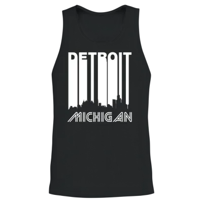 Retro Detroit Skyline Unisex Tank Top - Black