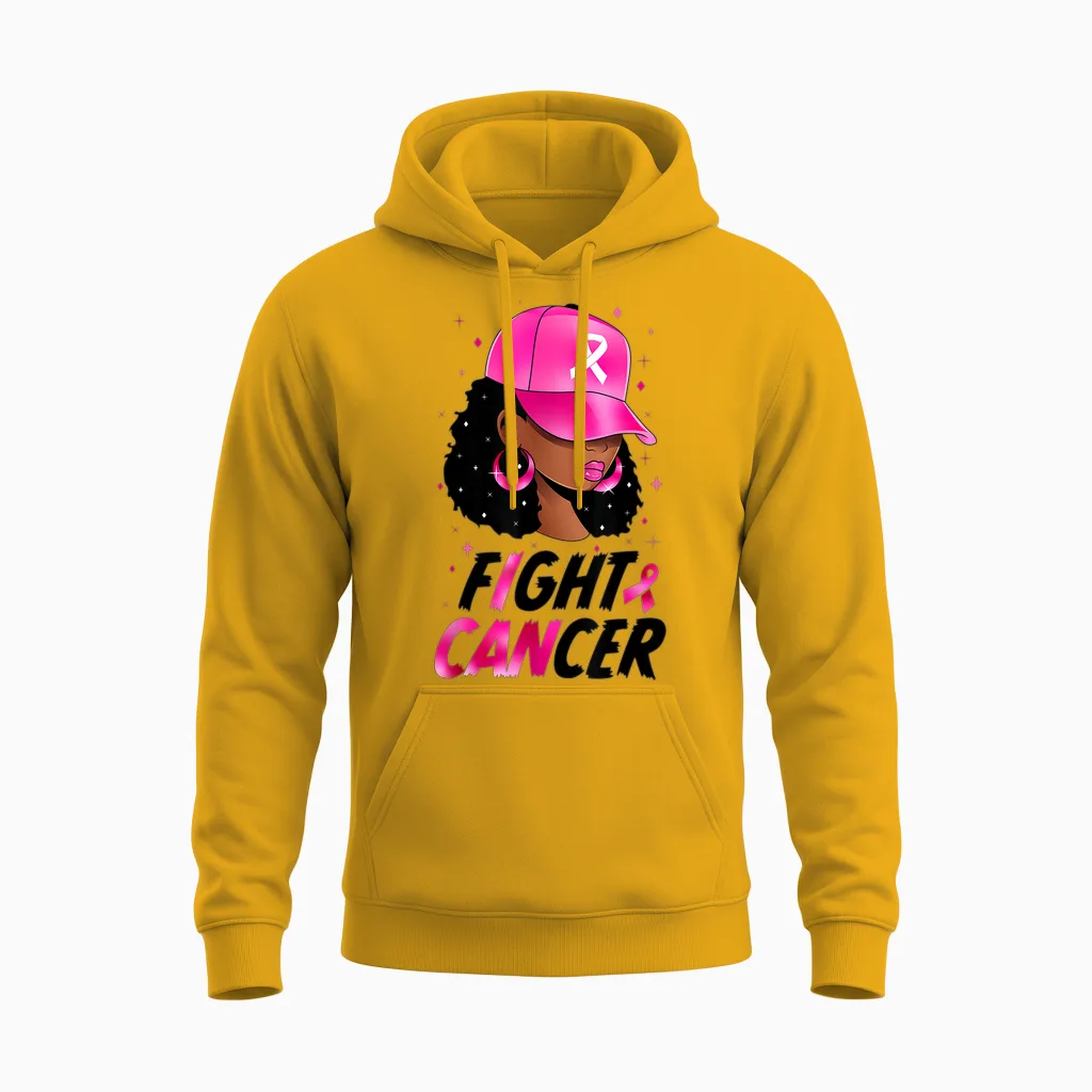 Black Girl Black Woman Breast Cancer Awareness Pink Ribbon Unisex Hoodie in Gold