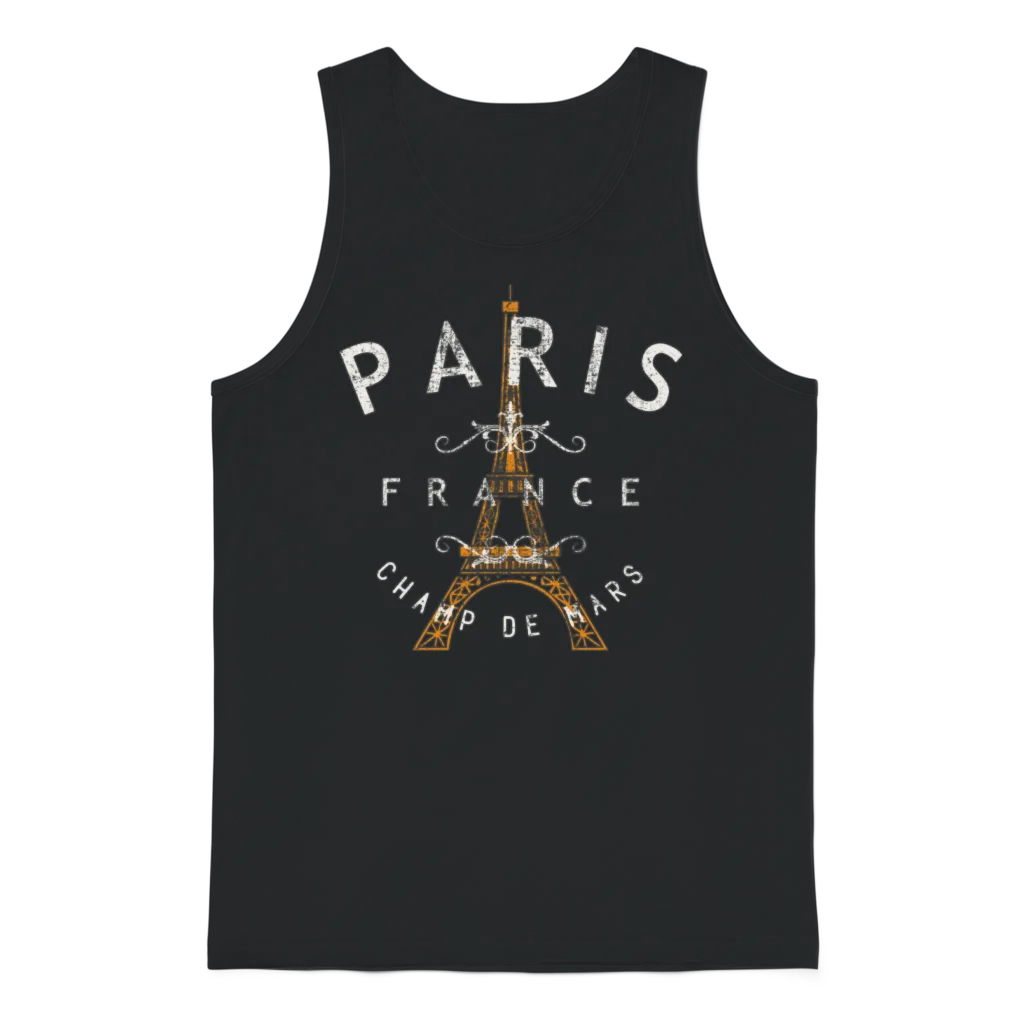 Paris France Unisex Tank Top - Black