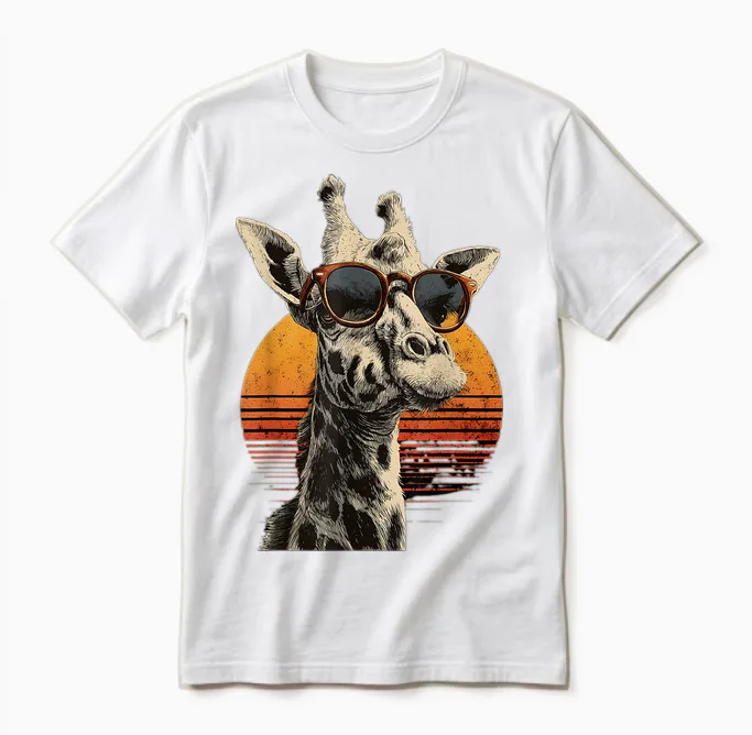 Girafe Avec Lunettes De Soleil Wildlife Safari Girafe Amoureux Des Animaux Unisex T-Shirt in White