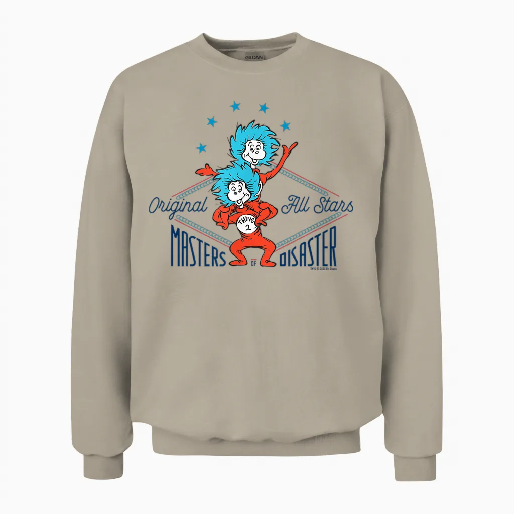 The Cat in the Hat Master of Disaster Officially Licensed Unisex Sweatshirt in Sand