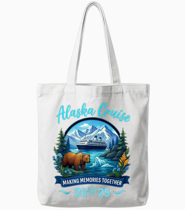 Funny Matching Family Friends and Group Alaska Cruise 2025 Tote Bags in White