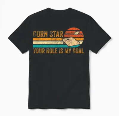 Funny Cornhole Retro Unisex T-Shirt - Black