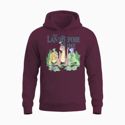 Land Before Time Pastel Dinosaur Friends T-Shirt, White, S Unisex Hoodie - Maroon