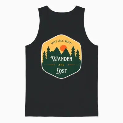 Retro Motivational Travel Adventure Unisex Tank Top - Black