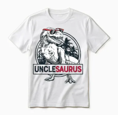 Unclesaurus T Shirt T Rex Uncle Saurus Dinosaur Unisex T-Shirt - White