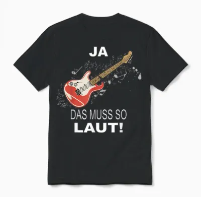 Music Note Guitar T-Shirt, Black Unisex T-Shirt - Black