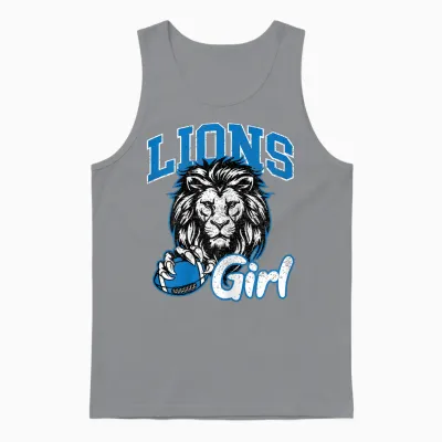 Lions Girl Shirt Messy Bun Funny Sports Fan Team Unisex Tank Top - Sport Grey