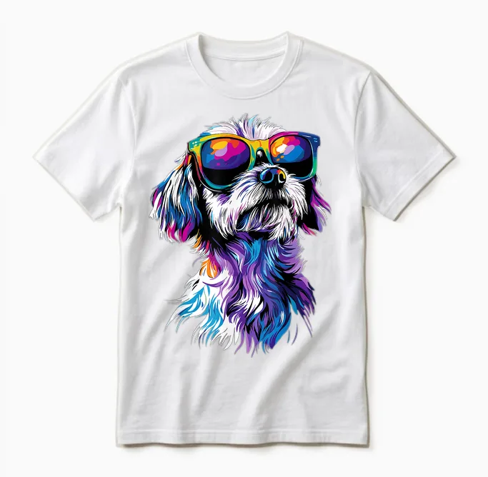 Malteser Mit Sonnenbrille Maltese Hunde Liebe Süßer Malteser Unisex T-Shirt in White