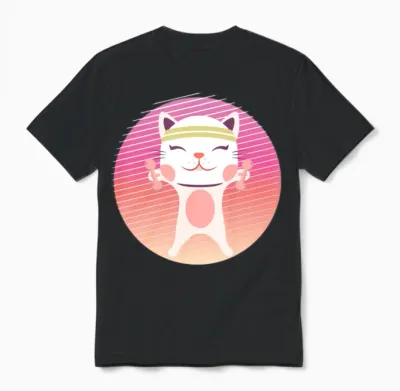 90s Retro Cat Fitness Unisex T-Shirt - Black