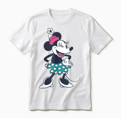 Amazon Essentials Disney Standing and Winking Retro Minnie Unisex T-Shirt - White