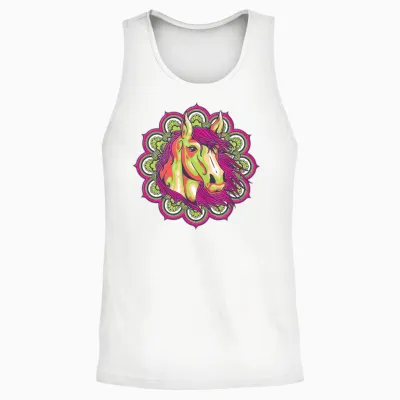 Horse Mandala Graphic Shirt Horses Lover Gift Girl Unisex Tank Top - White