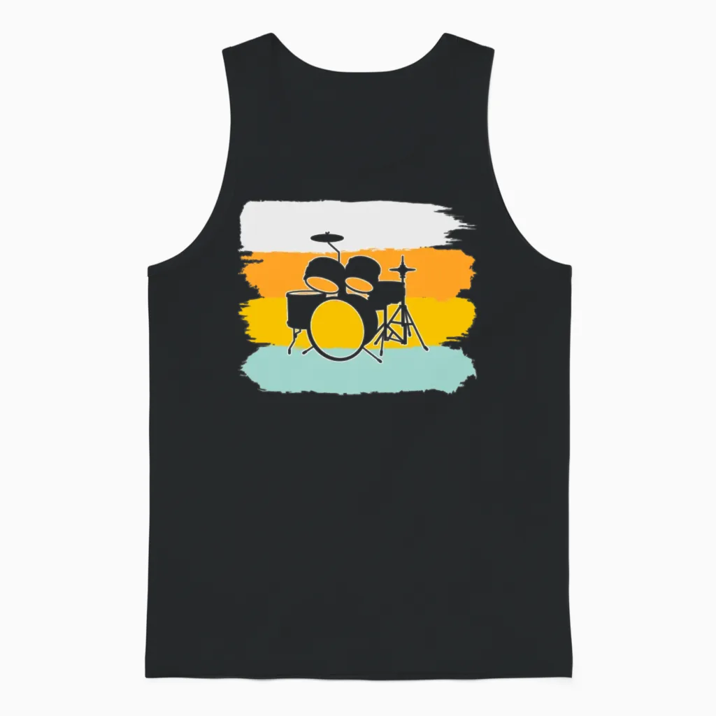 Drums Retro Unisex Tank Top in Black