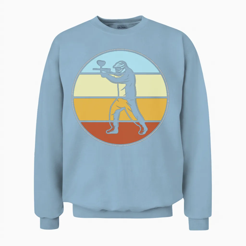 Paintball Retro Unisex Sweatshirt in Light Blue