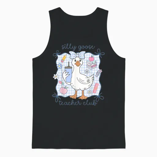Silly Goose Teacher Club Funny Back to School First Day Unisex Tank Top - Black