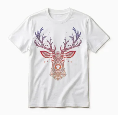 Prismatic Mandala Deer Unisex T-Shirt - White
