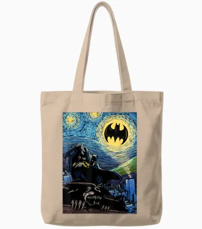 Dc Comics Batman the Dark Knight Starry Night Style Tote Bags - Natural